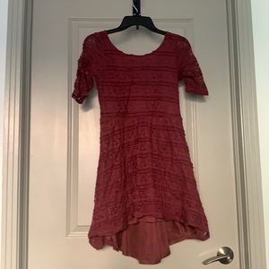 Maroon lace A line dress
